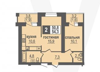 Продается 2-ком. квартира, 54.3 м2, рабочий посёлок Кольцово, Благовещенская улица, 3