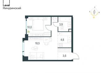 Продам 2-комнатную квартиру, 40.5 м2, Москва, метро Раменки, жилой комплекс Левел Мичуринский, к1