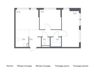 Продам двухкомнатную квартиру, 59.7 м2, село Остафьево, жилой комплекс Остафьево, к22