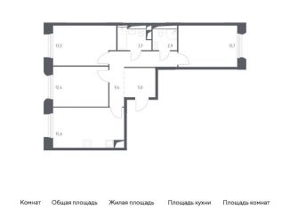Продаю трехкомнатную квартиру, 76.2 м2, Московская область, жилой комплекс Заречье Парк, к3.2