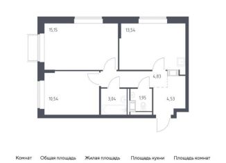 2-ком. квартира на продажу, 53.6 м2, Московская область, жилой комплекс Томилино Парк, к6.1