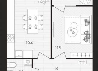 Продается 1-комнатная квартира, 43.7 м2, Пенза, площадь Ленина