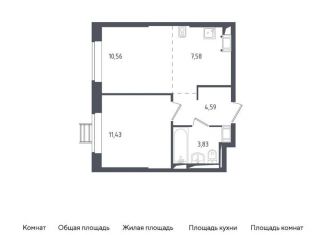 Продажа 1-комнатной квартиры, 38 м2, посёлок Мирный, жилой комплекс Томилино Парк, к5.1