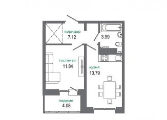 1-комнатная квартира на продажу, 40.6 м2, Иркутская область, жилой комплекс Авиатор, с19