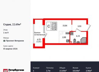 Продажа квартиры студии, 22.7 м2, Калининградская область