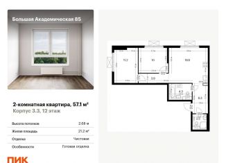 Продам 2-комнатную квартиру, 57.1 м2, Москва, САО, жилой комплекс Большая Академическая 85, к3.3