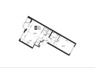 Продам 2-комнатную квартиру, 72 м2, Москва, ЖК Архитектор, улица Академика Волгина, 2с1
