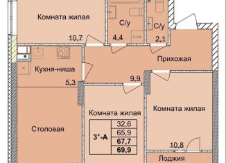 Продажа 3-комнатной квартиры, 67.7 м2, Нижний Новгород, 1-я Оранжерейная улица, 16