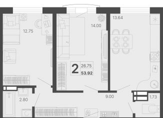 2-комнатная квартира на продажу, 53.9 м2, Сочи, микрорайон КСМ