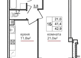 Продается 1-комнатная квартира, 42.7 м2, Псков, улица Алексея Алёхина, 14