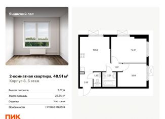 Продаю двухкомнатную квартиру, 48.9 м2, городской посёлок Янино-1, жилой комплекс Янинский Лес, 5