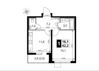 Продается 1-комнатная квартира, 42.2 м2, Видное, улица Фруктовые Сады, 1к3