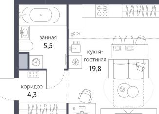 Продам квартиру студию, 29.6 м2, Москва, район Метрогородок
