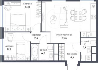 Продам трехкомнатную квартиру, 59.7 м2, Москва, Тагильская улица, 4В, ВАО