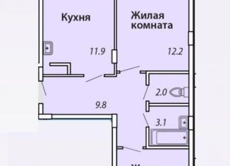 Продаю 2-комнатную квартиру, 62.1 м2, Чувашия, улица Строителей, поз12