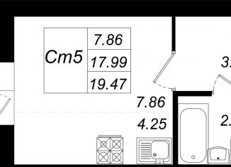 Квартира на продажу студия, 19.5 м2, Татарстан, улица Гайсина, 2Б