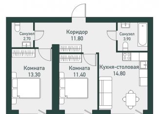 Продам 2-комнатную квартиру, 60.3 м2, Челябинская область