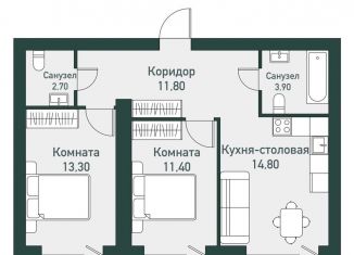 Продам 2-комнатную квартиру, 60.3 м2, посёлок Западный