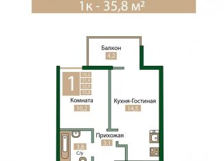 Продаю 1-комнатную квартиру, 35.8 м2, посёлок городского типа Молодёжное