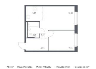Продается 1-ком. квартира, 44.3 м2, поселение Марушкинское, жилой комплекс Квартал Западный, 6