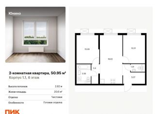 Продам 2-комнатную квартиру, 51 м2, Щербинка, жилой комплекс Юнино, 1.1