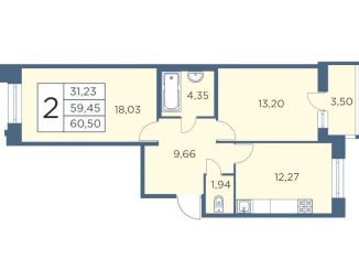Продается 2-комнатная квартира, 60.2 м2, Санкт-Петербург, Большой Сампсониевский проспект, 70к3, ЖК Новый Лесснер