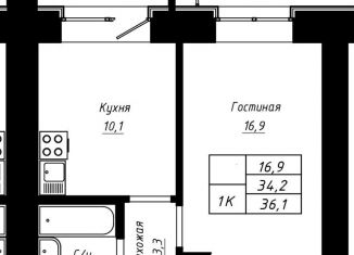 Продам 1-ком. квартиру, 36.1 м2, Барнаул, Индустриальный район