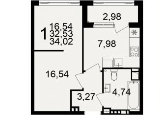 1-комнатная квартира на продажу, 34 м2, Тульская область