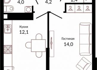 1-комнатная квартира на продажу, 38 м2, Краснодарский край