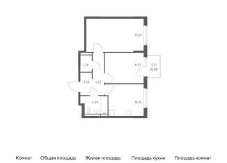 Продаю двухкомнатную квартиру, 53.1 м2, Московская область