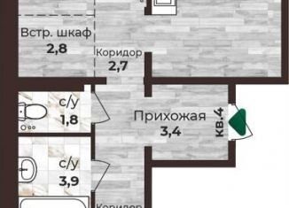 Продается двухкомнатная квартира, 62.9 м2, Барнаул, Центральный район