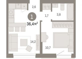 Продажа 1-ком. квартиры, 36.4 м2, Тюмень