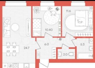 Продам 2-комнатную квартиру, 59.5 м2, Брянская область, Выставочная улица