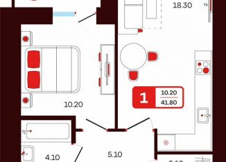 Продается 2-ком. квартира, 41.8 м2, Туймазы, переулок Луначарского, 5