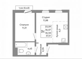 Продается 2-комнатная квартира, 36.5 м2, Челябинск, Советский район