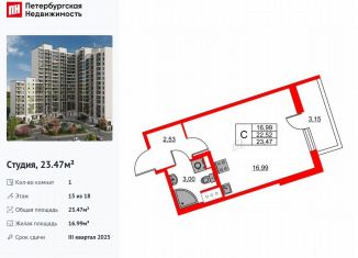 Квартира на продажу студия, 23.5 м2, Ленинградская область, Шоссейная улица, 7Б