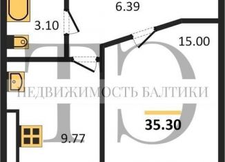 Продается однокомнатная квартира, 35.3 м2, Калининград, Воздушный переулок, 6, Центральный район