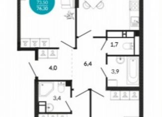 Продам 3-комнатную квартиру, 76 м2, Новороссийск, улица Куникова, 55к1, ЖК Облака