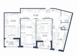 Продам 3-ком. квартиру, 92 м2, Сестрорецк