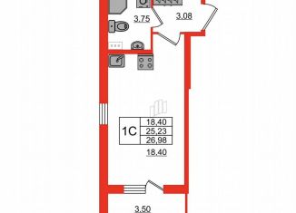 Квартира на продажу студия, 25.1 м2, Санкт-Петербург, муниципальный округ Светлановское, Светлановский проспект, 8