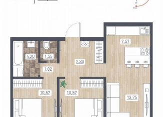Продажа двухкомнатной квартиры, 56.5 м2, Новосибирская область, улица Забалуева, с10