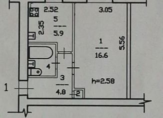 Продажа 1-ком. квартиры, 30.6 м2, Череповец, улица Ветеранов, 22