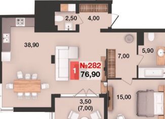 Продажа 1-комнатной квартиры, 76.8 м2, Калининград, ЖК Солнечный город