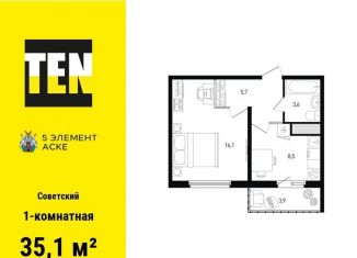 1-ком. квартира на продажу, 35.1 м2, Ростов-на-Дону, ЖК Пятый Элемент