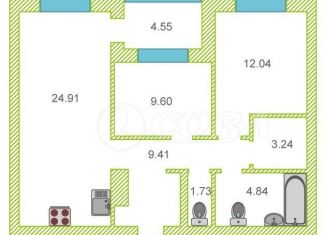 Продажа 2-комнатной квартиры, 66 м2, Тюмень, Краснооктябрьская улица, 8, ЖК ДОК
