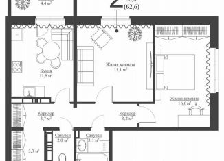 Продажа двухкомнатной квартиры, 60.8 м2, Зеленодольск