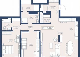 Продам 3-ком. квартиру, 106.6 м2, Новосибирск, улица Кирова, 119