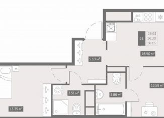 Продаю 2-ком. квартиру, 58.2 м2, Самара, Московское шоссе, 8