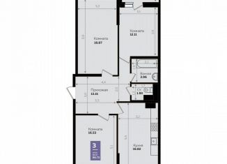 Продаю трехкомнатную квартиру, 86.7 м2, Краснодар, Константиновская улица, 5, микрорайон Плодородный-2