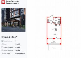 Продажа квартиры студии, 24.9 м2, Санкт-Петербург, метро Звёздная